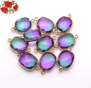 ขายส่ง10x12มม. สีเขียวควอตซ์อัญมณีสีม่วงขั้วต่อ925เงินชุดฝาเครื่องประดับทำด้วยมือเครื่องประดับสำหรับ birthstone - Product Image 1