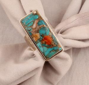 Bague en cuivre turquoise faite à la main Bague en argent délicat Bijoux fins Cadeau parfait pour elle - Product Image 3