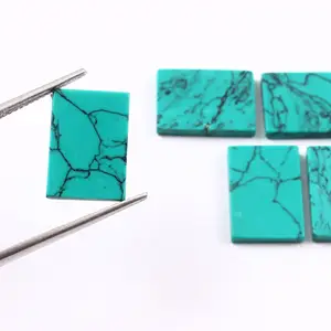 High Quality Synthetic Turquoise Rectangle Flat Gemstone for Jewelry Making Wholesale Cabochon Supplier Rings Necklace Bracelet