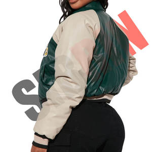 Veste en jean slim fit sur mesure de haute qualité pour femmes, col en fourrure de renard, fermeture éclair en cuir véritable, coupe-vent, personnalisable - Product Image 3