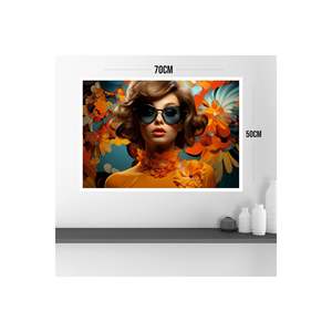 ของผู้หญิงขนาดใหญ่ขนาด70x50ซม. กรอบไม้ MDF พิมพ์ลายดอกไม้สีสันจางลงคอลเลกชันพิมพ์ศิลปะ57th - Product Image 1
