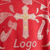 Camiseta de Manga Corta con Logotipo Personalizado, Lisa y Brillante, con Pedrería, para Hombre, con Estampado Gráfico, con Diamantes y Piedras Brillantes