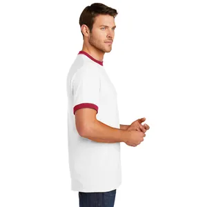 Augusta Sportswear 50/50 Ringer T-Shirt Blanc/Rouge T-shirts Vêtements alternatifs Homme Blanc/Rouge Gardien Ringer Tee T-shirts