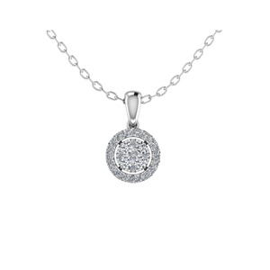 Petite Round Cut Diamond Set Cluster <b>Pendant</b> 0.25 Ct F-G Lab Grown Diamond In Platinum For Bridal Anniversary Gift - Product Image 1