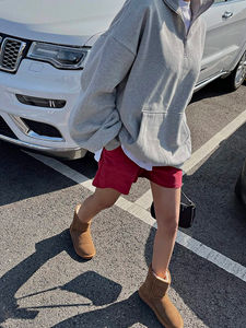 Sudaderas de algodón y poliéster de gran tamaño con bolsillo de canguro, sudadera térmica deportiva personalizada con hombros caídos de gran tamaño para mujer - Product Image 3