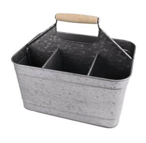 Rustic Farmhouse Galvanized Metal Caddy <b>Kitchen</b> Multipurpose Storage Caddy Indoor Outdoor Picnic <b>Utensil</b> <b>Holder</b> - Product Image 2