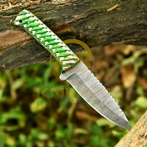 มีดทำมือปรับแต่งได้ตามต้องการ ทำจากเหล็กดามัสกัส สำหรับล่าสัตว์และตั้งแคมป์ ด้ามไม้ พร้อมปลอกหนังสำหรับกิจกรรมกลางแจ้ง รับผลิตแบบ OEM รับประกัน 3 ปี - Product Image 2