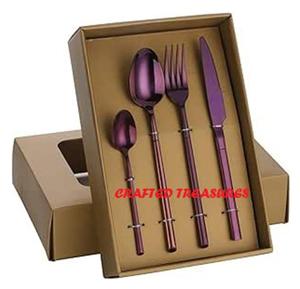 Custom Design Stainless Steel Manufacturer Supply From India Flatware <b>Purple</b> Color Cutlery Knives Forks Spoons Set for <b>Gifts</b> - Product Image 1
