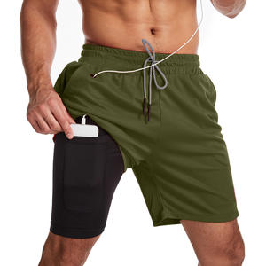 Fashions Multi-functional Design Jogger Shorts Breathable 2 in 1 Men's Gym Shorts - Product Image 3