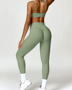 Ropa de yoga sin costuras para mujer, conjunto de mallas de entrenamiento y sujetador, ropa de gimnasio transpirable, traje de entrenamiento de secado rápido - Product Image 2
