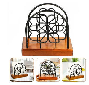 Asequible diseño de flores de metal y servilletero DE MADERA DE LA India - Product Image 2