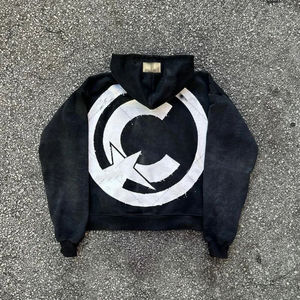 เสื้อมีฮู้ดผ้าฝ้ายออร์แกนิกสำหรับผู้ชายผ้า100% ฮิปฮอปแบบโบราณมีซิปเต็มสำหรับฤดูหนาว - Product Image 3