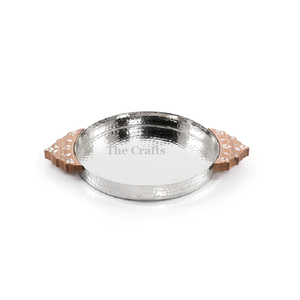 Plateau à chocolat en aluminium au design attrayant avec poignées en bois Vaisselle Plateau de service alimentaire au prix le plus bas - Product Image 2