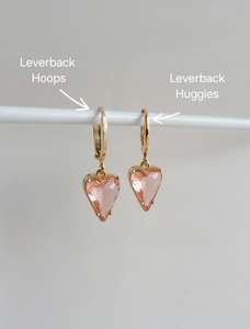 Boucles d'oreilles créoles Huggie en argent sterling 925 plaqué or, ornées de quartz rose abricot, style vintage, cadeau idéal pour femme - Product Image 2