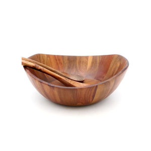 Atractivo Juego de Tazones para Ensalada de Madera de Acacia con Utensilios para Servir, Vajilla de Madera Natural Ecológica para el Hogar y Restaurantes - Product Image 6