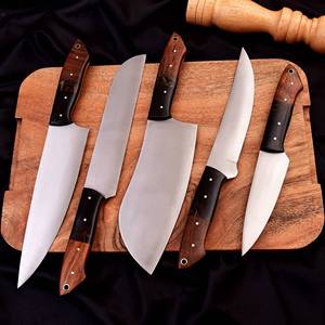 Juego de cuchillos de chef de acero de alto carbono profesional de 5 piezas de estilo personalizado, hoja de Damasco para uso en cocina, para afilar y rebanar - Product Image 4