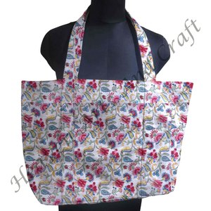 Hand Block Printed Cotton <b>Canvas</b> Reversible Tote <b>Bag</b>, Customize <b>Women</b> Shoulder Tote <b>Bags</b> With Custom Block Print - Product Image 6