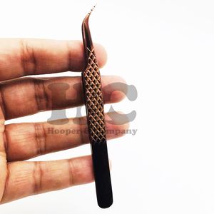 Pince à cils pointue en acier inoxydable antimagnétique coupe diamant poignée or rose pince à épiler logo vison - Product Image 2