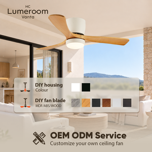 Ventilateur de plafond 42 pouces avec lumière et télécommande, montage encastré, 3 pales en bois massif, moteur DC avec contrôle par application - Stock Europe - Product Image 3