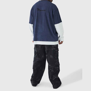 Nouveaux t-shirts à manches longues à double couche, coupe ample, sérigraphie, col rond, t-shirt à manches longues à double couche pour hommes - Product Image 2