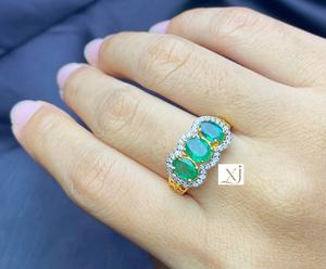 Bague Vintage Art Déco en Argent Sterling Plaqué Or en Moissanite avec Pierres Précieuses Vêtements de Luxe pour Femmes - Product Image 1