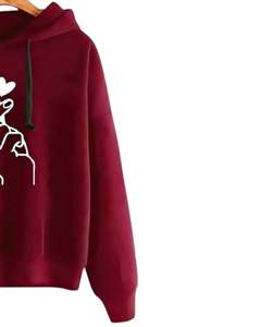 Womens Maroon Hoodie With Grey Jogger Set <b>Finger</b> Heart Print Cotton Fleece Casual Tracksuit Two Piece Sweat Suit OEM - Product Image 4