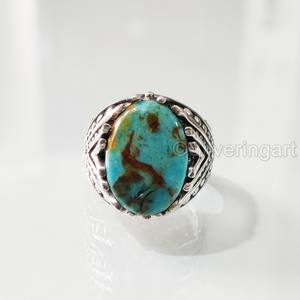 Bague en argent sterling 925 pour homme, turquoise bleue naturelle, pierre de naissance de décembre, toutes tailles, bijoux fins et lourds, vente en gros - Product Image 3