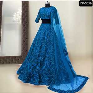 Estilo indio paquistaní Lehenga Choli para mujer boda diseño indio completo Georgette Lahenga Choli Dupatta blusa bordado trabajo - Product Image 2