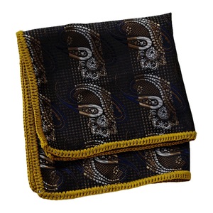 Handmade Brown Silver Paisley Knitted <b>Edge</b> Signature Border Handkerchief Dining Pocket <b>Square</b> for Blazers Suit - Product Image 2