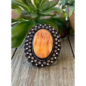Shawn Cayatineto Boho <b>Statement</b> <b>Ring</b> Spiny Oyster & Turquoise Shell Sterling <b>Silver</b> Bezel Setting Inlay Size 9.5 Everyday Wear - Product Image 1