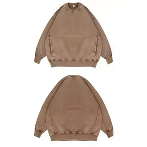 Pull-over à col ras du cou unisexe avec logo personnalisé Sweat-shirt surdimensionné à manches longues en coton pour hommes hiver délavé à la pierre - Product Image 6