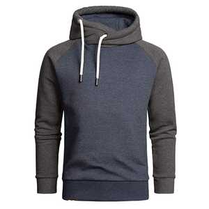 Men's 100% Cotton Casual Sports Pullover <b>Fleece</b> Hoodie Solid Pattern <b>Black</b> Long Sleeve Sweatshirt Pockets Winter Season Style - Product Image 2