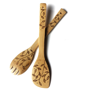 Espátula de madera cuchara hecha a mano quemada diseñador esmalte flor diseño nueva llegada 2024 diseñador mango madera espátulas - Product Image 4