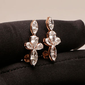 Haute qualité 925 argent Sterling coupe ronde Leb Grown diamant boucle d'oreille plaqué or et rhodium pour les fêtes et les cadeaux des femmes - Product Image 3