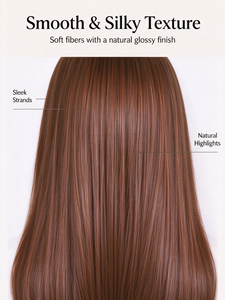 Smooth Silky Long Brown <b>Wavy</b> Human Hair <b>Wig</b> with Natural Volume - Product Image 2