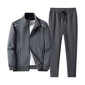 Conjunto Deportivo Informal de 2 Piezas para Hombre y Mujer, Talla Grande, para Gimnasio, Entrenamiento, Invierno, Estampado Sólido, Transpirable, Chaqueta con Cremallera y Pantalones - Product Image 1