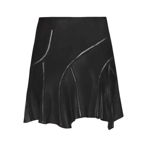 Jupe en cuir véritable de haute qualité pour femmes avec taille haute Streetwear Jupe en cuir de couleur unie Accepter le service OEM personnalisé - Product Image 4