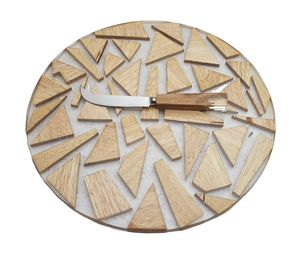 Tabla de cortar queso para servir cáscara de Pizza de madera y resina de acacia, tablas de cortar de madera con asa - Product Image 3