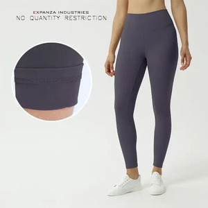 Vente en gros collants d'exercice de gymnastique pantalons de yoga personnalisés pour femmes vêtements de sport taille haute froissés leggings en molleton antibactérien - Product Image 2