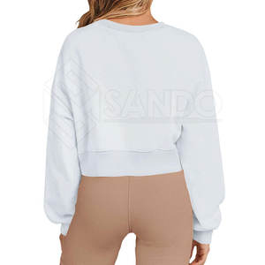 เสื้อสเวตเตอร์ตัดสั้นของผู้หญิงผ้าคอตตอนแขนยาวผ้า100% โพลีเอสเตอร์และโลโก้ด้านหน้าสำหรับฤดูหนาว - Product Image 2