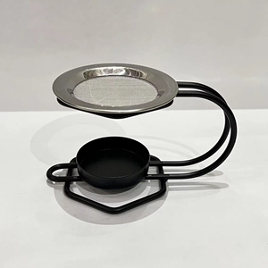 ชุดกระถางธูปกลมสีเงินและสีดำดีไซน์ต้นไม้สองต้น - Product Image 6