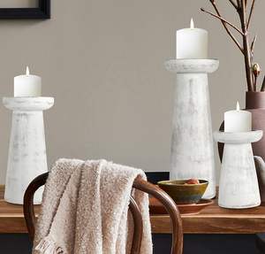Handcrafted <b>Wooden</b> <b>Candle</b> <b>Holders</b> for Stylish Home Decoration Unique White Washed Finish for <b>Pillar</b> <b>Candles</b> - Product Image 3