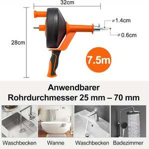 Déboucheur électrique et manuel robuste pour canalisations, avec adaptateur pour perceuse et gants, pour un nettoyage et un débouchage efficaces des tuyaux - Product Image 3