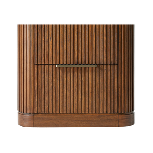Mesita de Noche Moderna de Madera Maciza con Cajón, Panel Acanalado, para Hotel, Apartamento, Dormitorio - Product Image 1