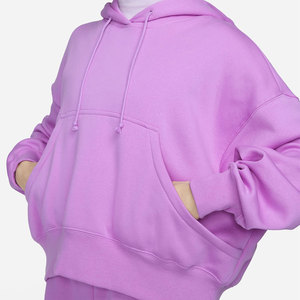 Pull-over d'hiver en molleton de coton épais et respirant pour femmes, court, surdimensionné, avec poches, nouvel arrivage - Product Image 3