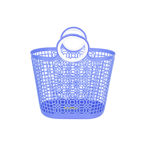 Flexible <b>Plastic</b> Shopping Basket with Round Handles Hollow Mesh Toter <b>Tote</b> Bag Organizer for Kitchen Market Grocery Supermarket - Product Image 4