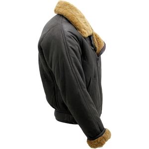 เสื้อแจ็คเก็ตหนังแกะผู้ชายทรงคลาสสิก พร้อมซับในขนแพะแท้เพื่อความอบอุ่นสูงสุด - Product Image 6