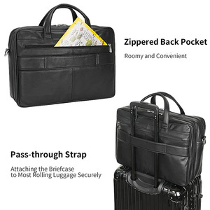 Maletín Mensajero para Portátil de 17 Pulgadas OK & Pine TB-1729, Cuero Genuino de Primera Calidad, Color Negro, Protege el Portátil y la Tableta - Product Image 4