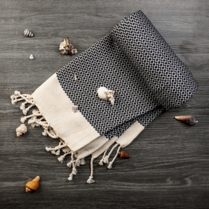 100% Coton Pestimal Plage Serviette De Bain À Séchage Rapide Tissé Lin Gym Personnalisable Noir Idée Cadeau pour Baby Shower Enfant-Fabricant - Product Image 1