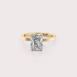 IGI Certified Radiant Shape Lab Created Diamond Engagement <b>Ring</b> 14K Rose / Yellow & White Gold Minimalist Solitaire <b>Ring</b> - Product Image 1